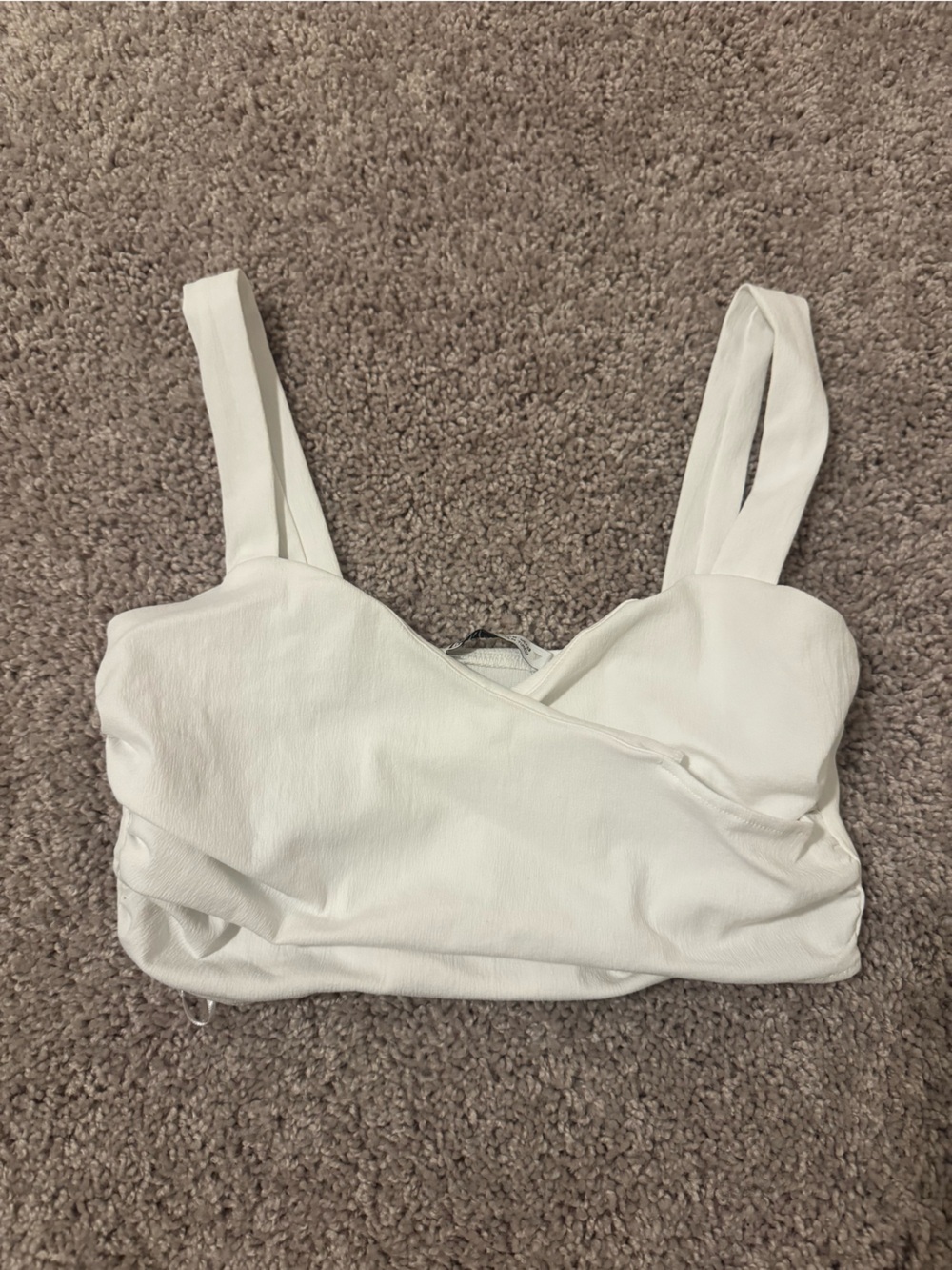 Zara White Cropped Wrap Tank Top
